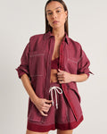 JAG winona stripe shirt ivoryburgundy