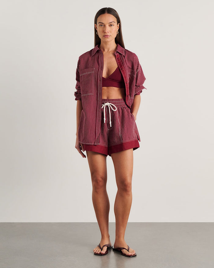 JAG winona stripe shirt ivoryburgundy