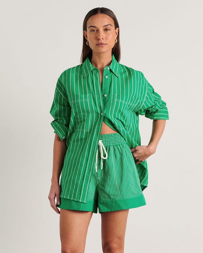 JAG winona stripe shirt greenmulti