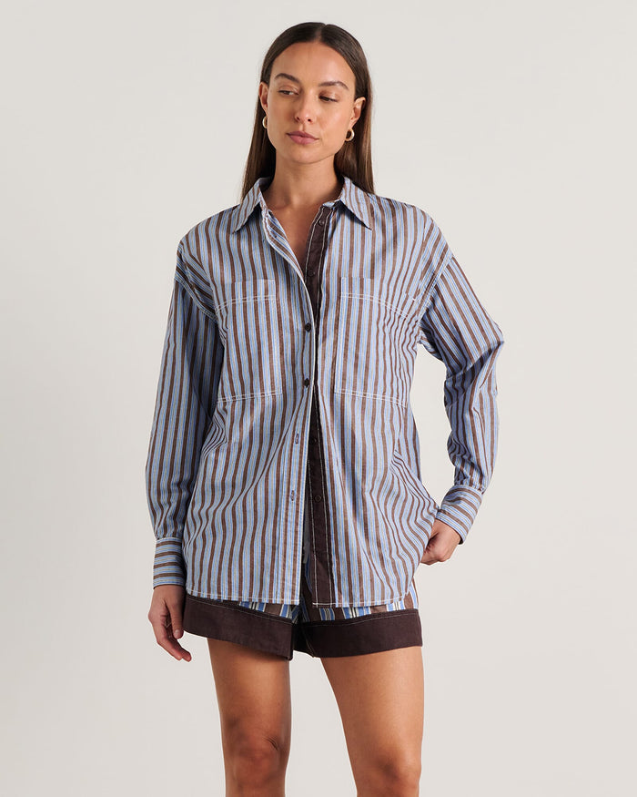 JAG winona stripe shirt bluebrown