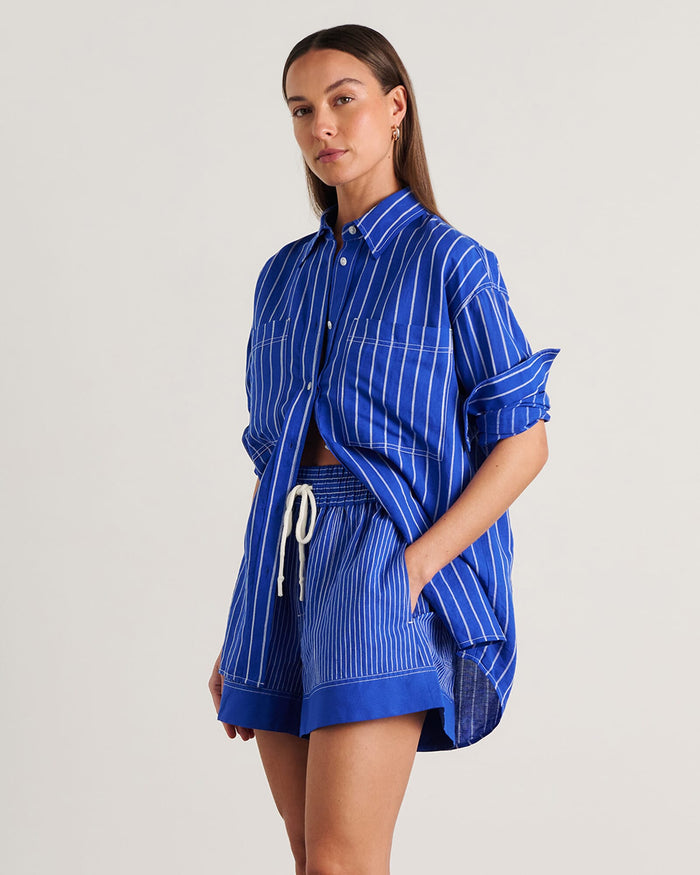JAG winona stripe shirt cobaltwhite