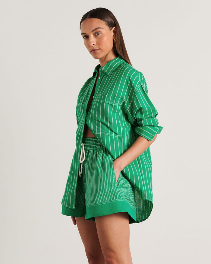 JAG winona stripe shirt greenmulti