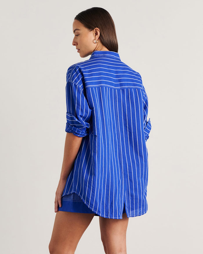 JAG winona stripe shirt cobaltwhite