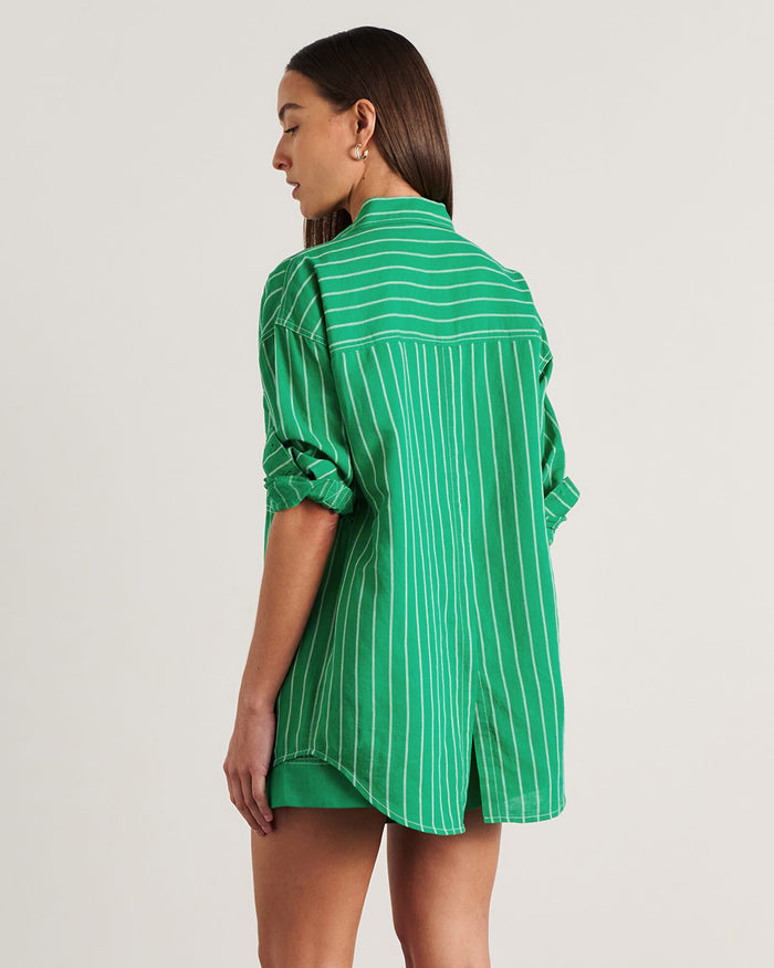 JAG winona stripe shirt greenmulti