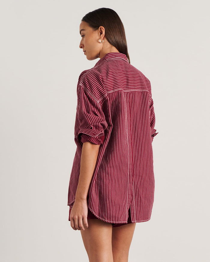 JAG winona stripe shirt ivoryburgundy