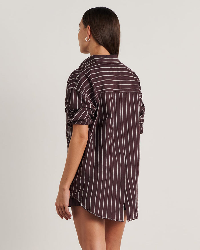 JAG winona stripe shirt brownmulti