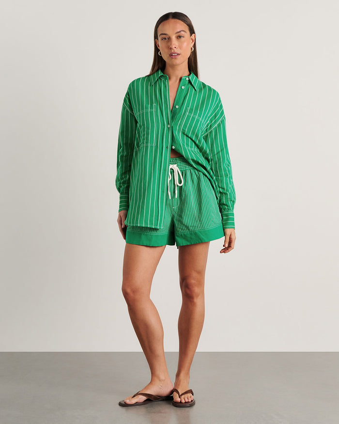 JAG winona stripe shirt greenmulti