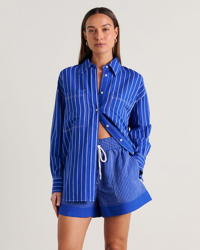 JAG winona stripe shirt cobaltwhite