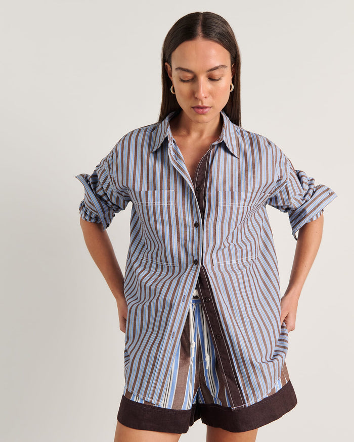 JAG winona stripe shirt bluebrown