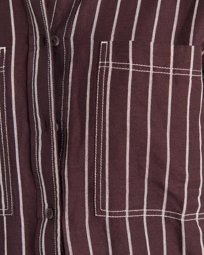JAG winona stripe shirt brownmulti