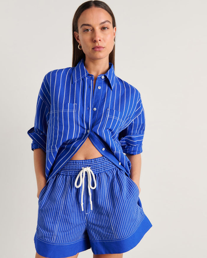 JAG winona stripe shirt cobaltwhite