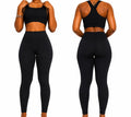 Women's Black High Waist Gym Set Sports Bra & Leggings Fitness Yoga Activewear