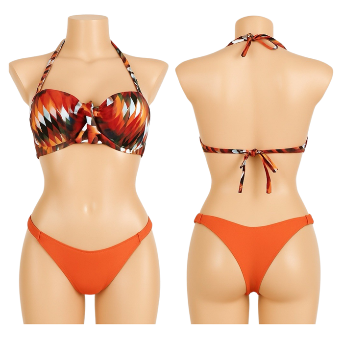 Women's Tropical Print Bandeau Bikini Set