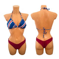 Women’s Two-Piece🇨🇻Bikini Set – Red Bottom & Printed Blue Triangle Top