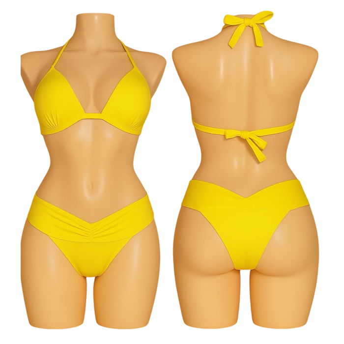 Women's Yellow Triangle Bikini Set