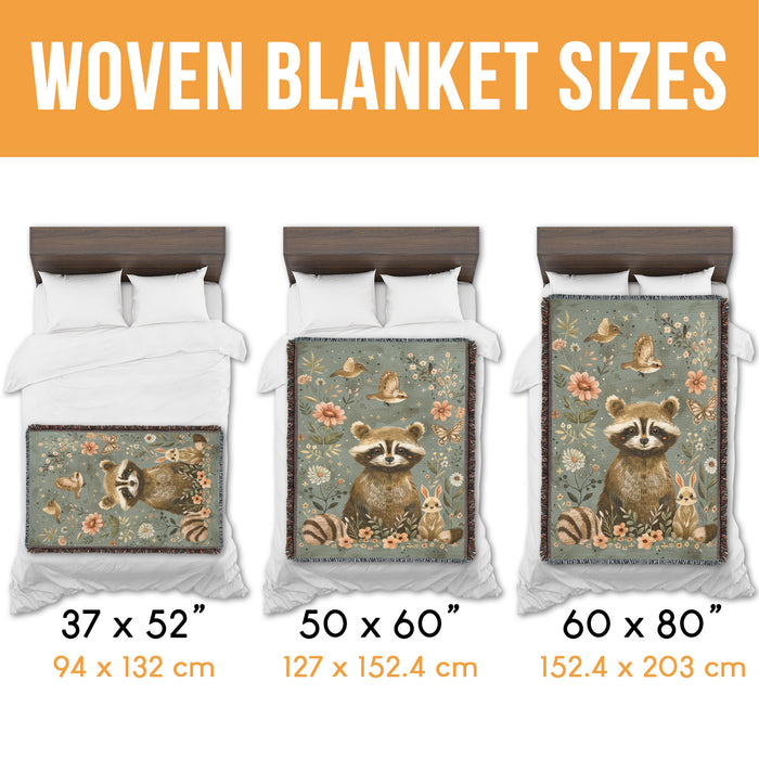 Woodland Raccoon Woven Blanket