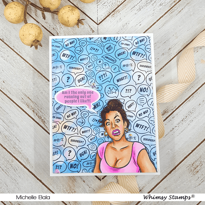 WTF?! Background Rubber Cling Stamp - Whimsy Stamps