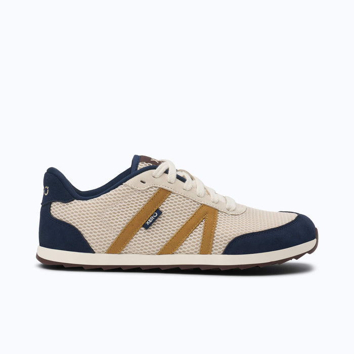 Xero Shoes Wynn Men Shoe at Cream and Dark Blue with Toe Facing Right