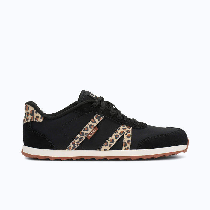 Xero Shoes Wynn Women Shoe at Black and Leopard with Toe Facing Right