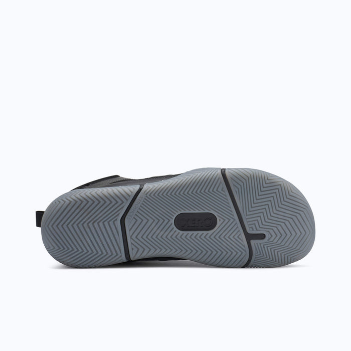Xero Shoes X1 Mid Women Shoe Outsole at Gray and Black with Toe Facing Right
