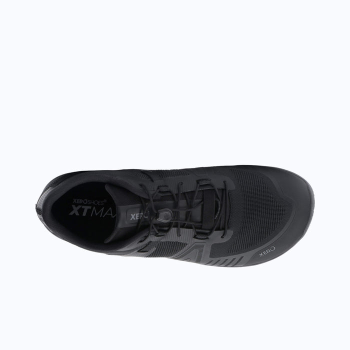 Top View of Xero Shoes XT Max Men Shoe in Black with Toe Facing Right