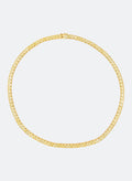 18k gold coated tennis chain necklace with hand-set princess-cut stones in yellow