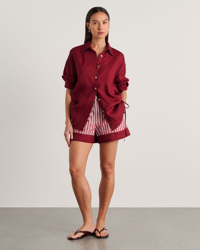 JAG zuri side tie shirt burgundy