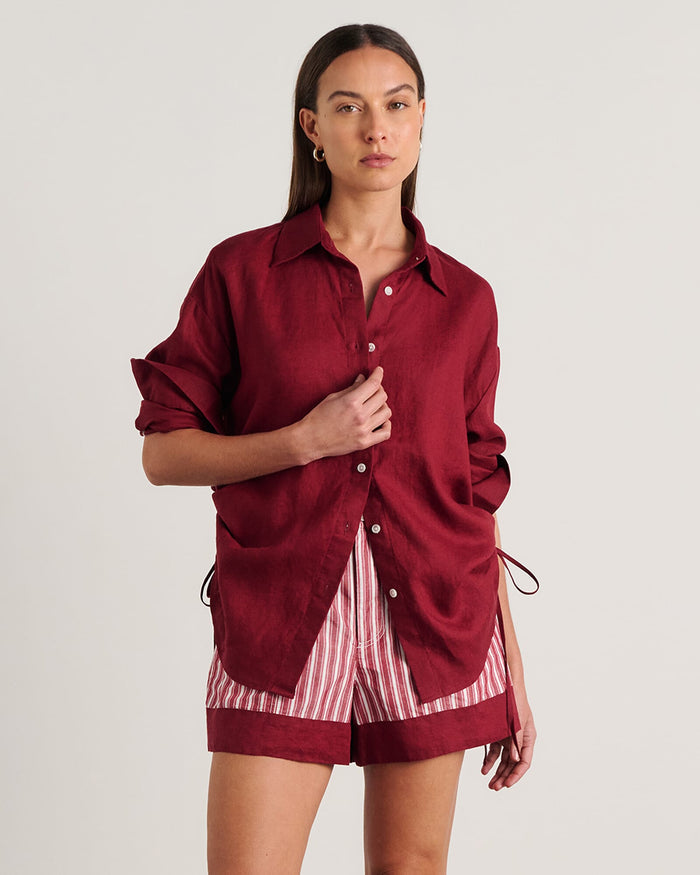 JAG zuri side tie shirt burgundy