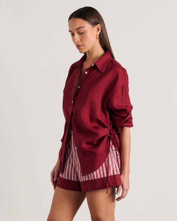 JAG zuri side tie shirt burgundy