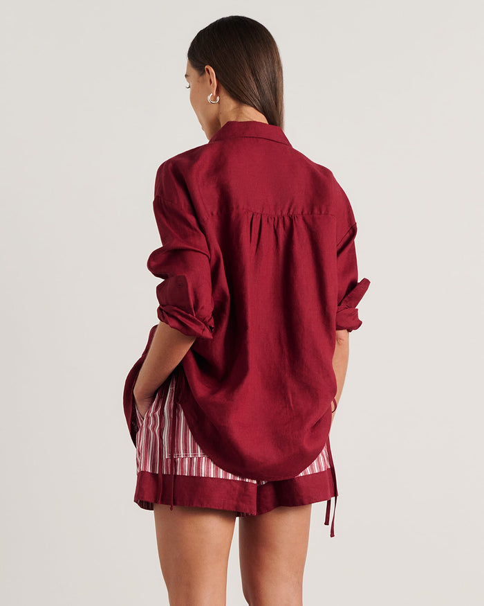JAG zuri side tie shirt burgundy