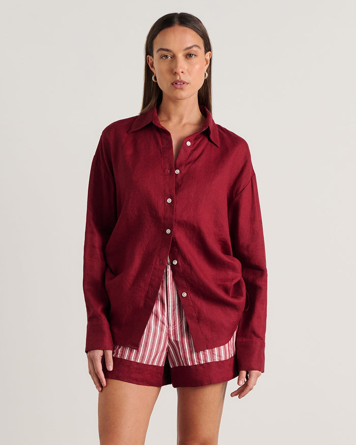 JAG zuri side tie shirt burgundy
