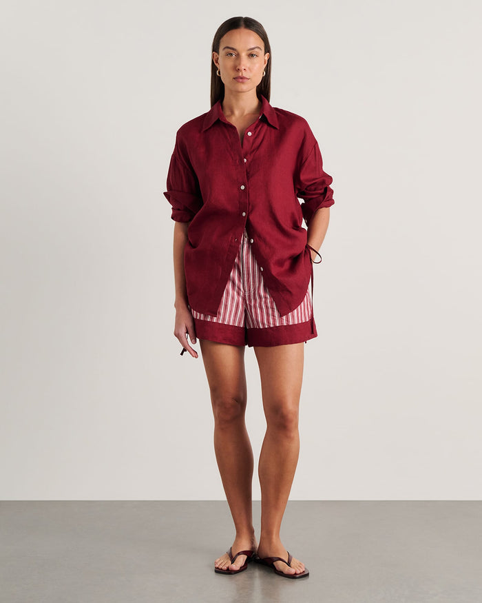 JAG zuri side tie shirt burgundy